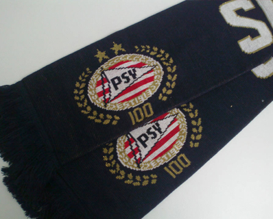 Dubbel gebreide fansjaal 100 jaar PSV